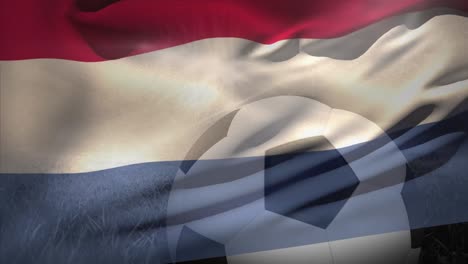 Animation-Der-Flagge-Der-Niederlande-über-Fußball-Im-Stadion