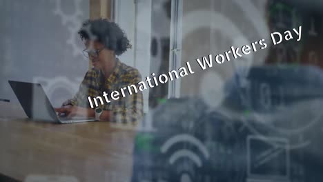 Animation-Des-Textes-Zum-Internationalen-Arbeitertag-über-Verschiedene-Geschäftsleute-Im-Büro