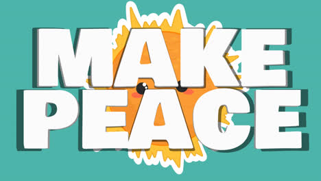 Animation-of-stop-war-make-peace-text-over-sun