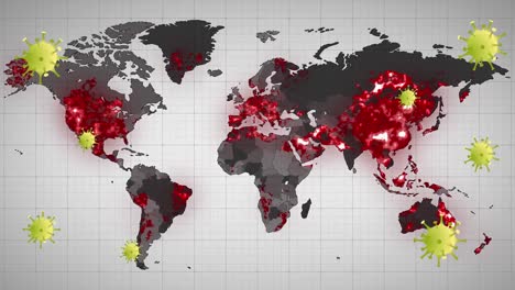 Animación-De-Células-Virales-Sobre-El-Mapa-Mundial