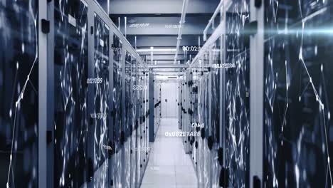 Animation-of-data-processing-over-server-room