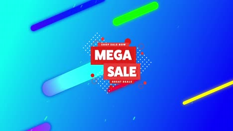 Animation-of-mega-sale-text-over-lines-on-blue-background
