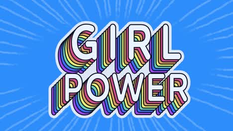 Animación-Del-Texto-Girl-Power-Sobre-Fondo-Azul