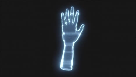 Animation-of-holographic-hand-on-black-background