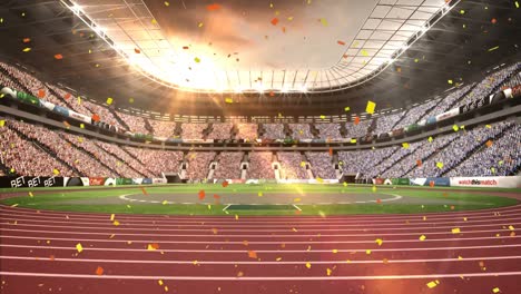 Animation-of-confetti-falling-over-stadium