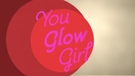 Animation-of-you-glow-girl-text-over-shapes-and-grey-background