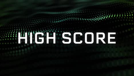 Animation-of-high-score-text-and-spots-over-black-background