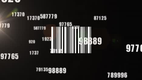 Animation-of-bar-code-over-data-processing-on-black-background