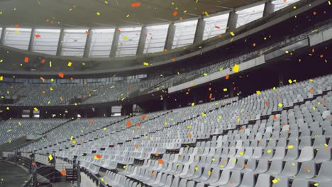 Animation-of-confetti-falling-over-empty-stadium