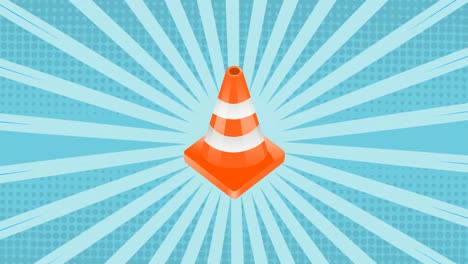 Animation-of-road-cone-on-blue-background