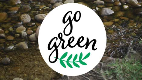Animation-of-go-green-text-over-river-and-rocks
