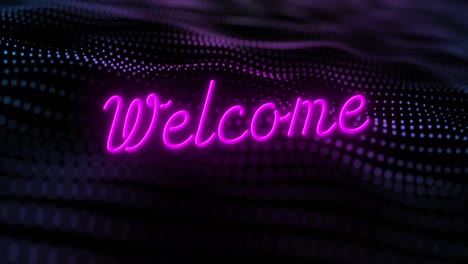 Animation-of-welcome-text-and-spots-over-black-background
