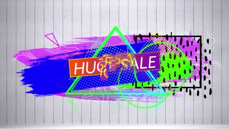 Animation-of-huge-sale-text-over-geometrical-graphic-on-white-background