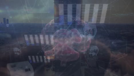 Animation-of-brain-and-connections-over-cityscape