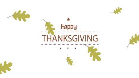 Animation-of-happy-thanksgiving-text-over-autumn-leaves-on-white-background