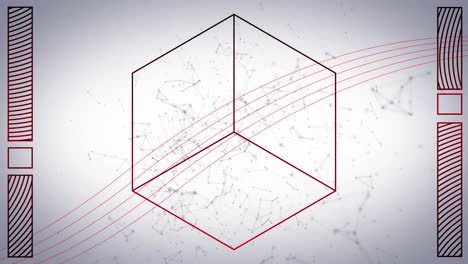 Animación-De-Cubo-Y-Paralelo-Sobre-Red-De-Conexiones-Moviéndose-Sobre-Fondo-Blanco