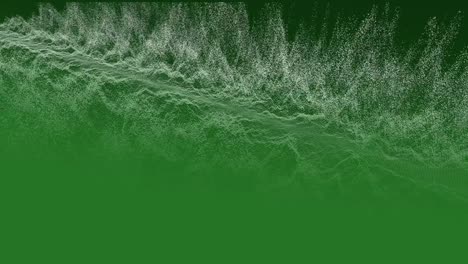 Animation-Von-Wellen-Weißer-Partikel,-Die-Sich-Auf-Grünem-Hintergrund-Bewegen