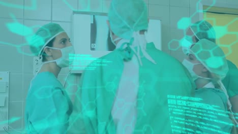 Animation-of-data-processing-over-diverse-surgeons-inspecting-xray