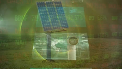 Animation-Der-Börse-Und-Datenverarbeitung-über-Solarpanel