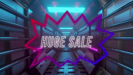 Animation-of-huge-sale-over-shape-and-tunnel
