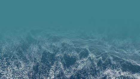 Animation-Von-Wellen-Weißer-Partikel,-Die-Sich-Auf-Blauem-Hintergrund-Bewegen