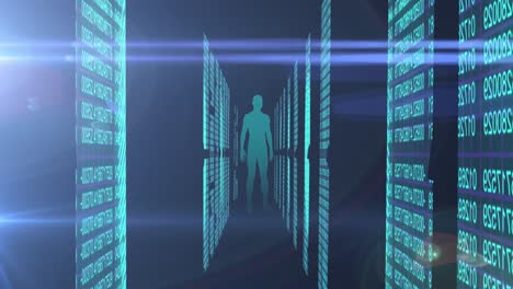 Animation-Der-Binären-Kodierung-Und-Datenverarbeitung-über-Den-Menschlichen-Körper