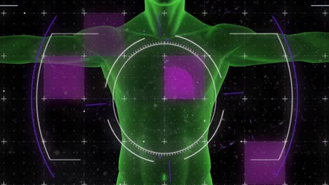 Animation-of-scope-scanning,-markers-and-data-processing-over-human-body