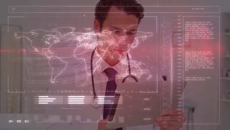 Animation-of-digital-screen-over-caucasian-male-doctor