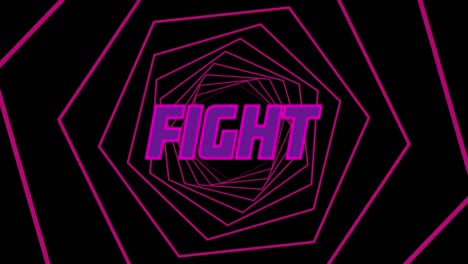 Animation-of-fight-over-tunnel-made-of-hexagons-and-black-background