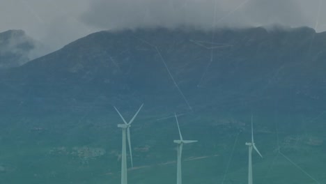 Animation-Des-Verbindungsnetzes-über-Windkraftanlagen
