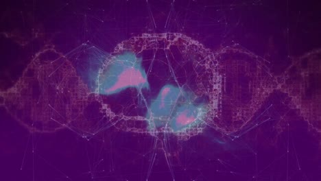 Animation-of-brain-and-waves-on-purple-background