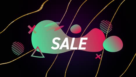 Animation-of-sale-over-shapes-and-lines-on-black-background