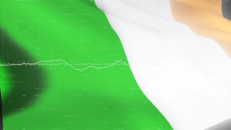 Animation-Des-Finanzdiagramms-über-Der-Flagge-Irlands