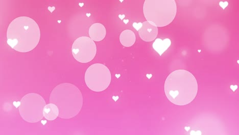 Animation-of-dots-and-hearts-on-pink-background