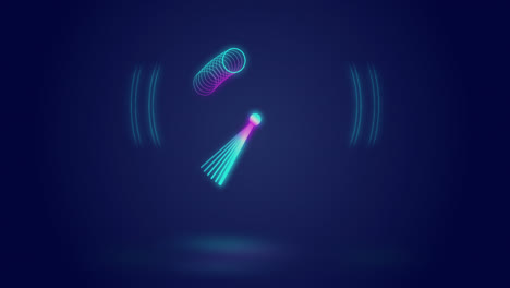 Animation-Von-Neonkreisen,-Die-Sich-über-Einen-Marineblauen-Hintergrund-Bewegen