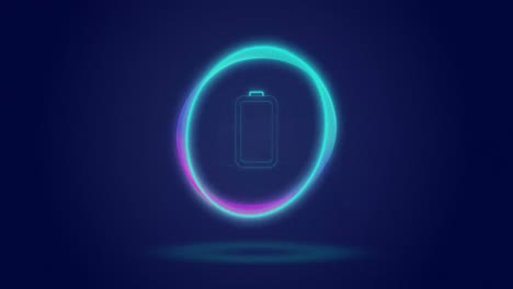 Animation-of-processing-circle-and-battery-over-navy-background