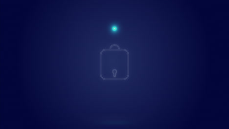 Animation-of-processing-circle-and-digital-padlock-over-navy-background