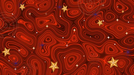 Animation-of-stars-over-red-wavy-background