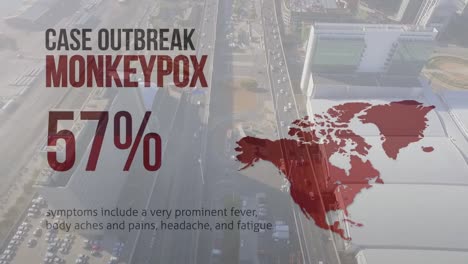 Animation-of-monkey-pox-57-percent-over-world-map-and-cityscape