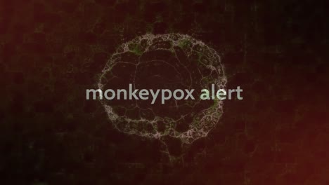Animation-of-monkey-pox-over-brain-on-red-and-black-background