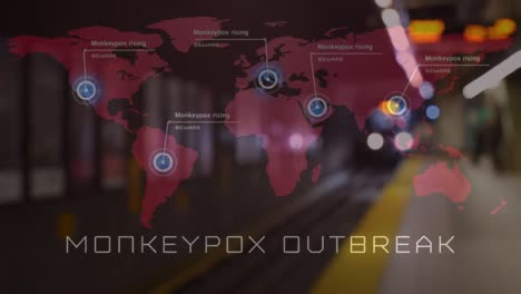 Animation-of-monkey-pox-over-world-map-and-train-station