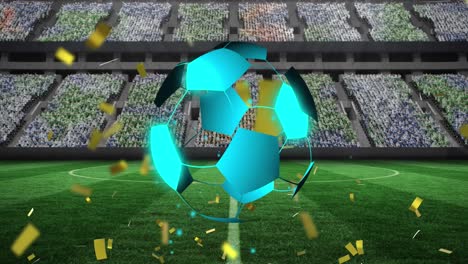 Animation-of-neon-soccer-ball-over-sport-stadium-and-confetti