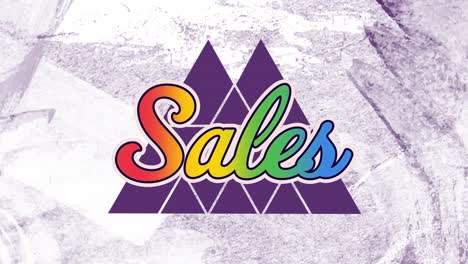 Animation-of-sales-text-over-white-shapes-on-purple-background