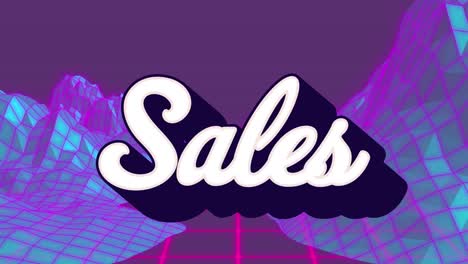 Animation-of-sales-text-over-digital-mountains-on-purple-background
