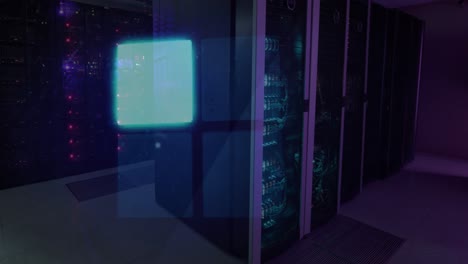 Animation-of-glowing-squares-over-server-room