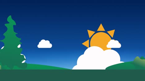 Animation-of-sun,-clouds-and-landscape