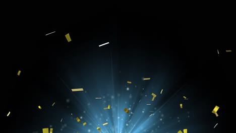 Animation-of-confetti-and-light-spots-over-black-background