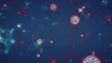 Animation-Von-Molekülstrukturen,-Die-Sich-Auf-Computergrafischem-Hintergrund-Bewegen