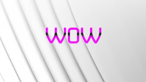 Animation-of-wow-text-over-stripes-on-white-background