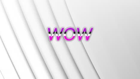 Animation-of-wow-text-over-stripes-on-white-background
